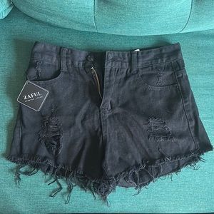 ZAFUL - Black Distressed Shorts | NWT